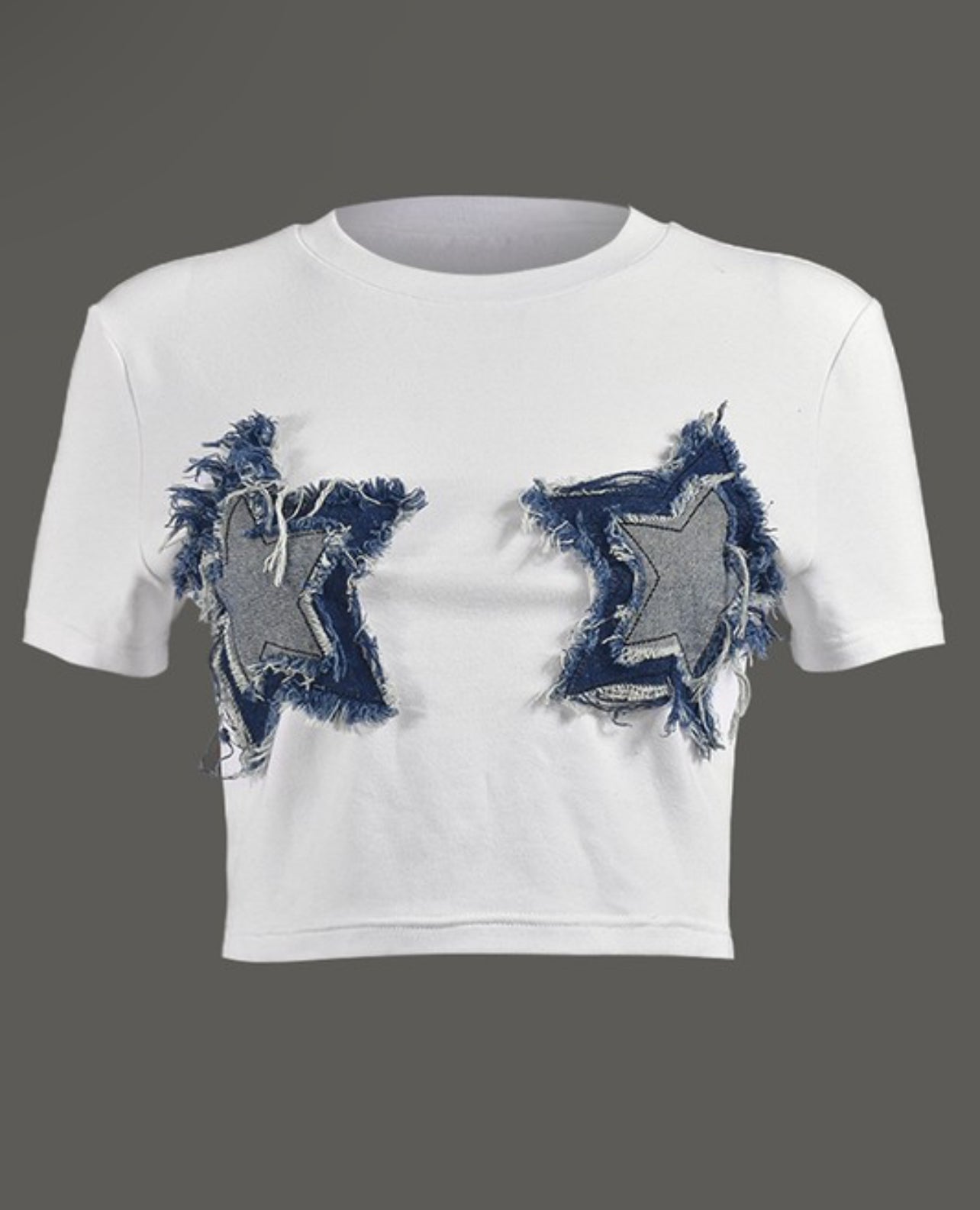 Denim Star Patch- Crop Top